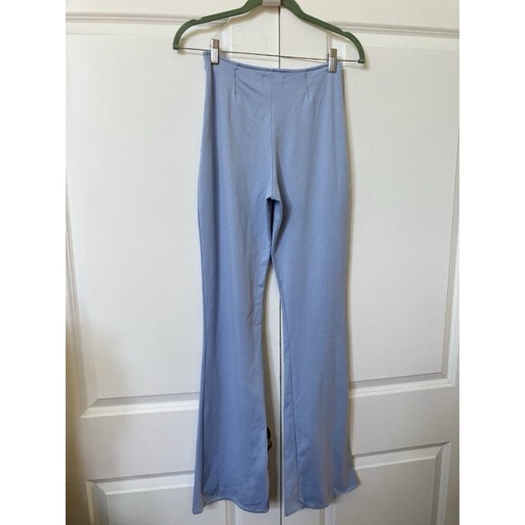 Y2K Angee Pants Womens Blue Floral Cutout High Rise Kick Flare 2000s - Picture 6 of 16